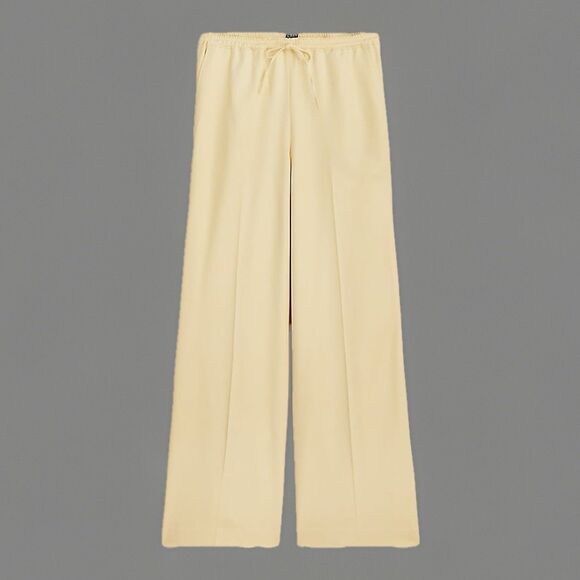 J.Crew Women’s Superwide Stratus Pant City Twill Ivory Drawstring Size 6 Petite - Picture 2 of 12